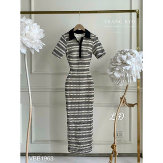 Đầm body cổ trụ sọc thiết kế LĐ