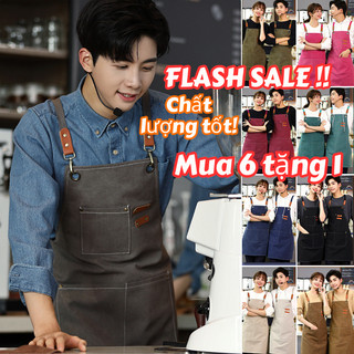 Tạp Dề Nấu Ăn cao cấp Chống Dầu Có Túi 6 Màu Tùy Chọn Đa Năng, Tạp dề phục vụ nhiều túi