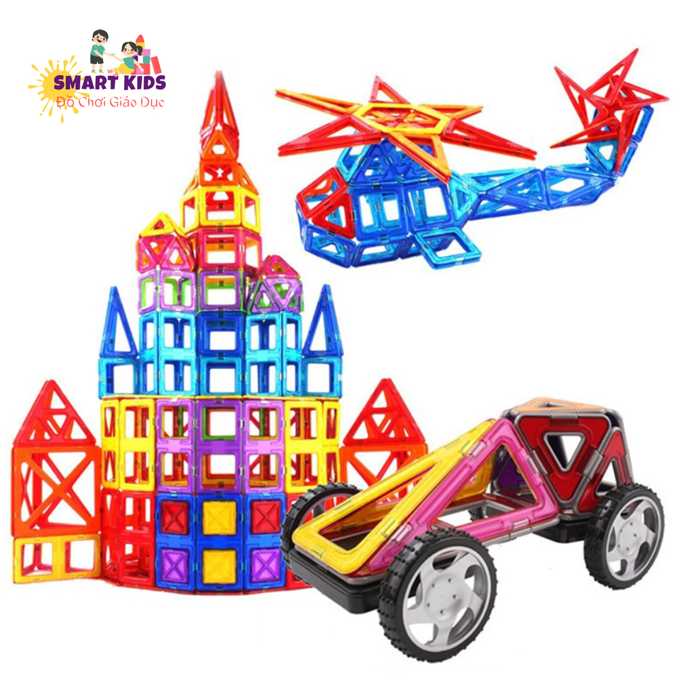 Đồ Chơi Xếp Hình Lắp Ghép Nam Châm Cỡ Lớn, 42/60/72/84 chi tiết TẶNG QUÀ - Đồ Chơi Montessori An Toàn, Đồ Chơi Sáng Tạo