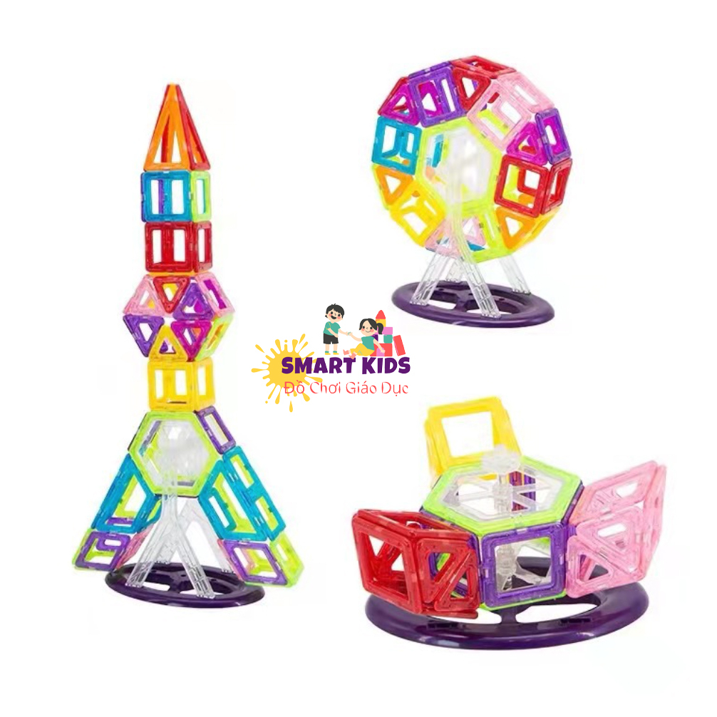 Đồ Chơi Xếp Hình Lắp Ghép Nam Châm Cỡ Lớn, 42/60/72/84 chi tiết TẶNG QUÀ - Đồ Chơi Montessori An Toàn, Đồ Chơi Sáng Tạo