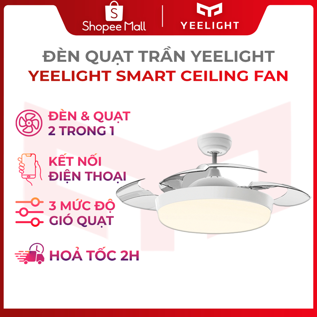 Đèn quạt trần thông minh Yeelight C1060 - DC Inverter siêu tiết kiệm điện - Kết nối App Mihome - BH 12 tháng