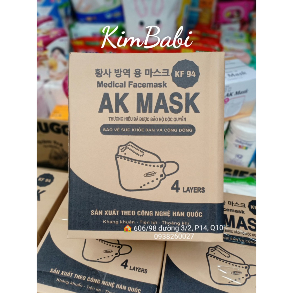 Thùng 300 cái Khẩu trang AK Mask KF94 4D Kháng khuẩn Công nghệ Hàn Quốc