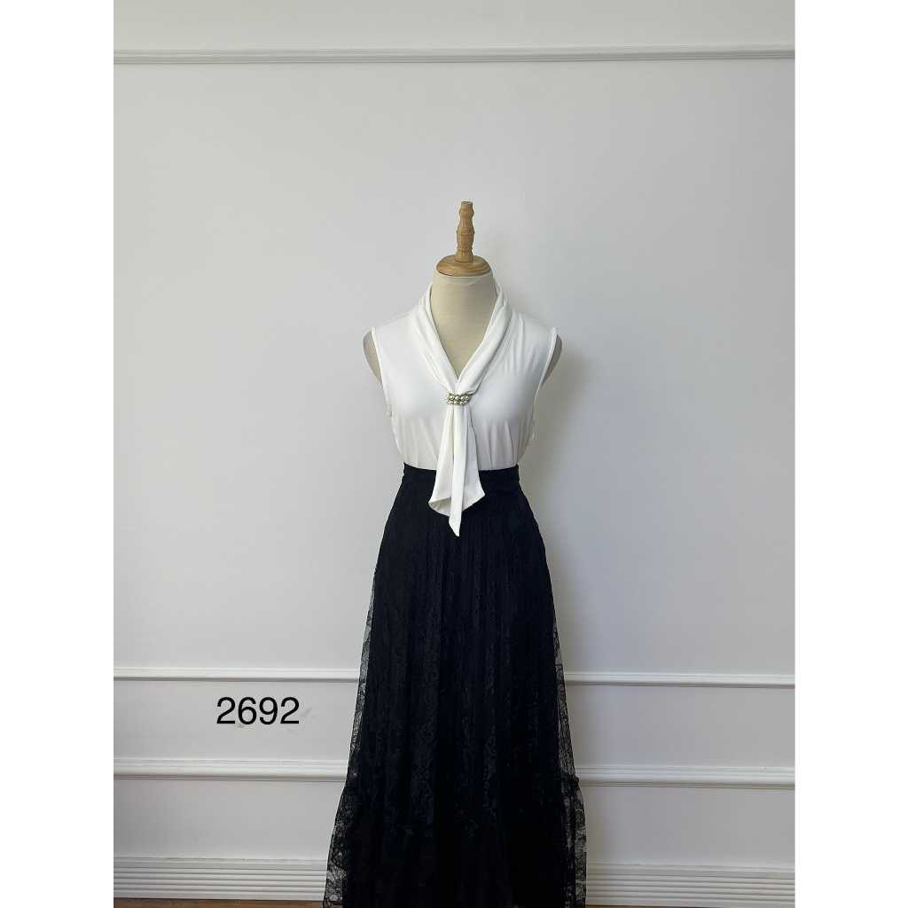 CV2692 New nguyên tag Chân váy ren KELLYBUI Hàng hiệu chính hãng thời trang nữ màu đen size S thanh lý ký gửi