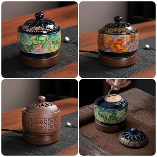 Lư điện xông trầm - lư xông trầm size to có hẹn giờ dùng để xông trầm hương, trầm bột, trầm hương