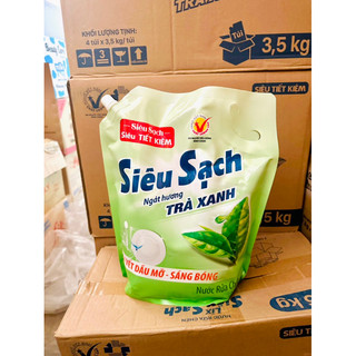 Nước rửa chén túi lix 3.5kg trà xanh siêu sạch