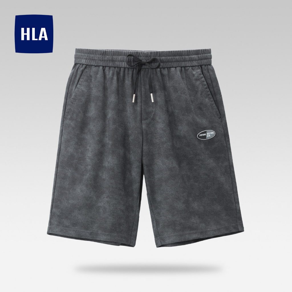 HLA - Quần short nam cao cấp lưng thun dây rút mềm mại thoáng mát Soft & breathable drawstring dark grey Shorts