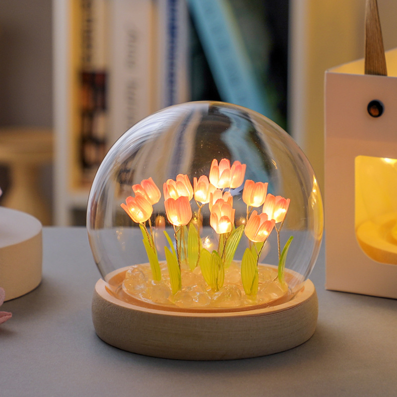 Đèn ngủ hoa Tulip đèn LED nhiều màu sắc thủ công đèn hoa để bàn đồ decor trang trí quà tặng lưu niệm