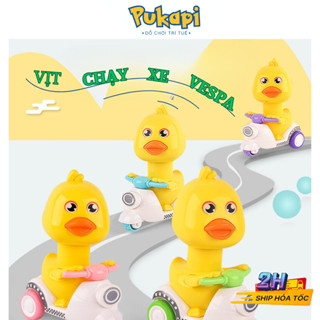 Đồ Chơi Vịt Chạy Xe Vespa Con Vịt Gắn Xe Máy Vịt Đi Vespa Nhấn Chạy Cót Cho Bé Tăng Cường Vận Động-Đồ Chơi Cho Bé PUKAPi