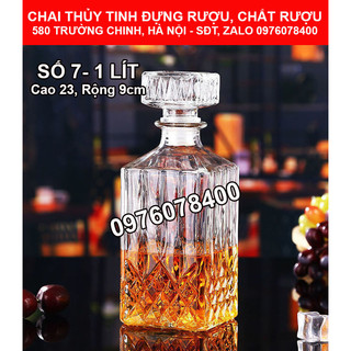 [ THANH LÝ DỌN KHO ] Vỏ Chai Thủy Tinh Đựng Rượu 1 Lít, Bình Ngâm Rượu Hình Vuông Quý Tộc, CTT-07