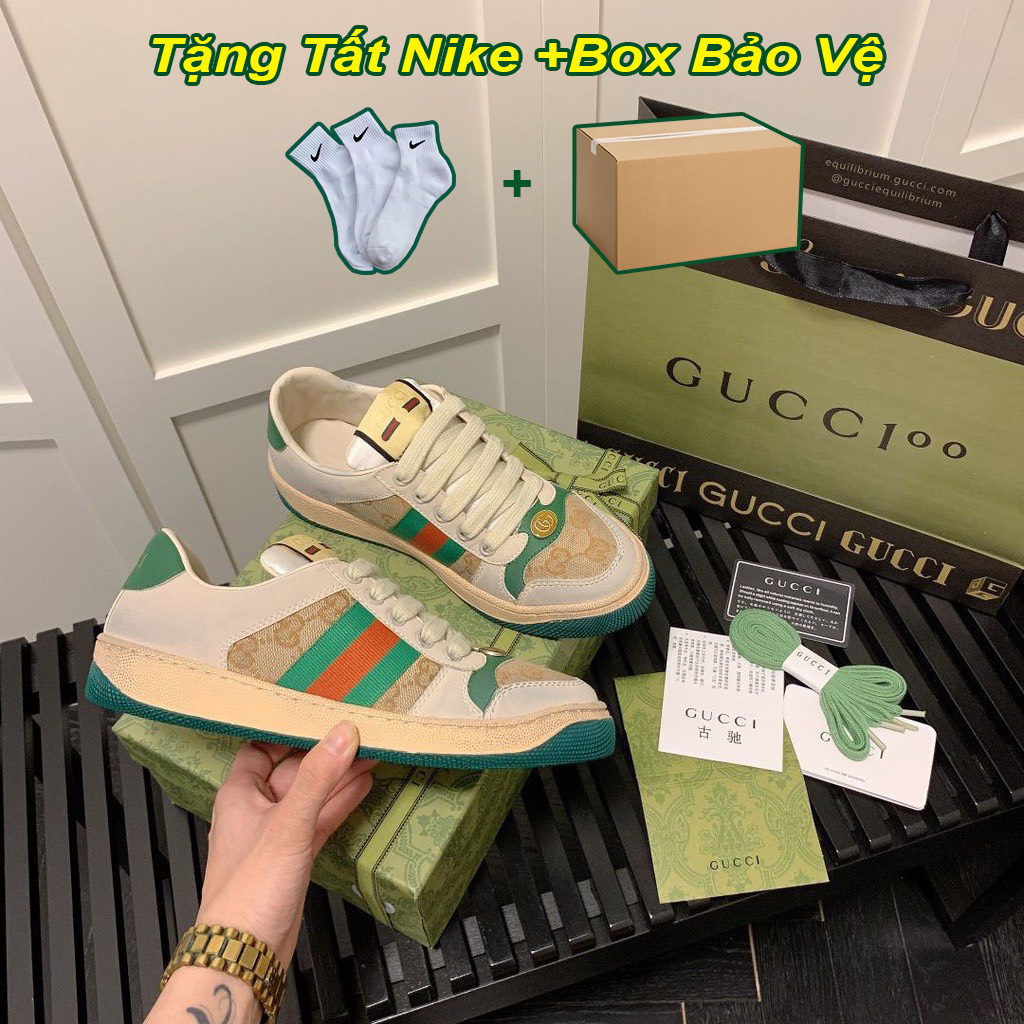 Giày Gucci Sơn Tùng Bản Cao Cấp , Giày Gucci Nam Nữ ST Xanh Bản Chuẩn Full Phụ Kiện