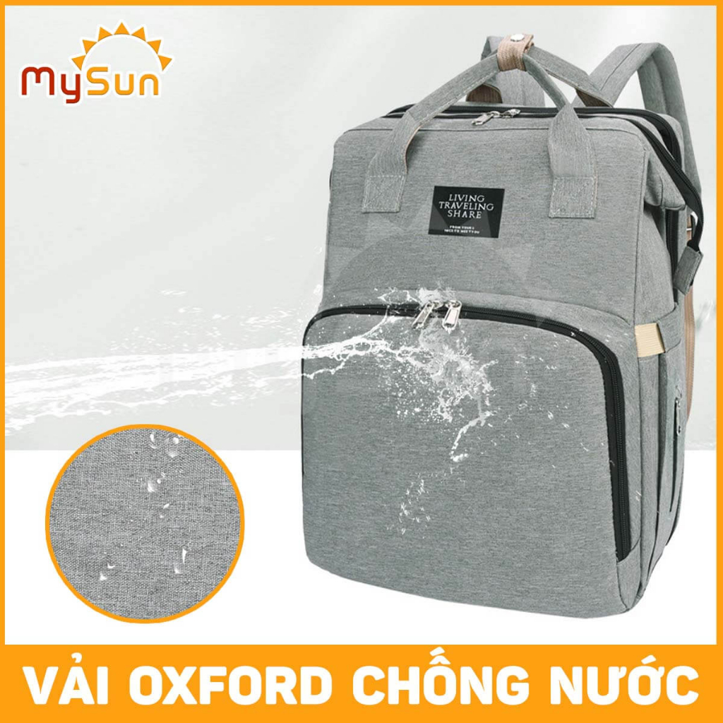 Balo mẹ bỉm sữa đa năng cho mẹ và bé sơ sinh đựng đồ dùng, nôi di động nằm thay tã MySun