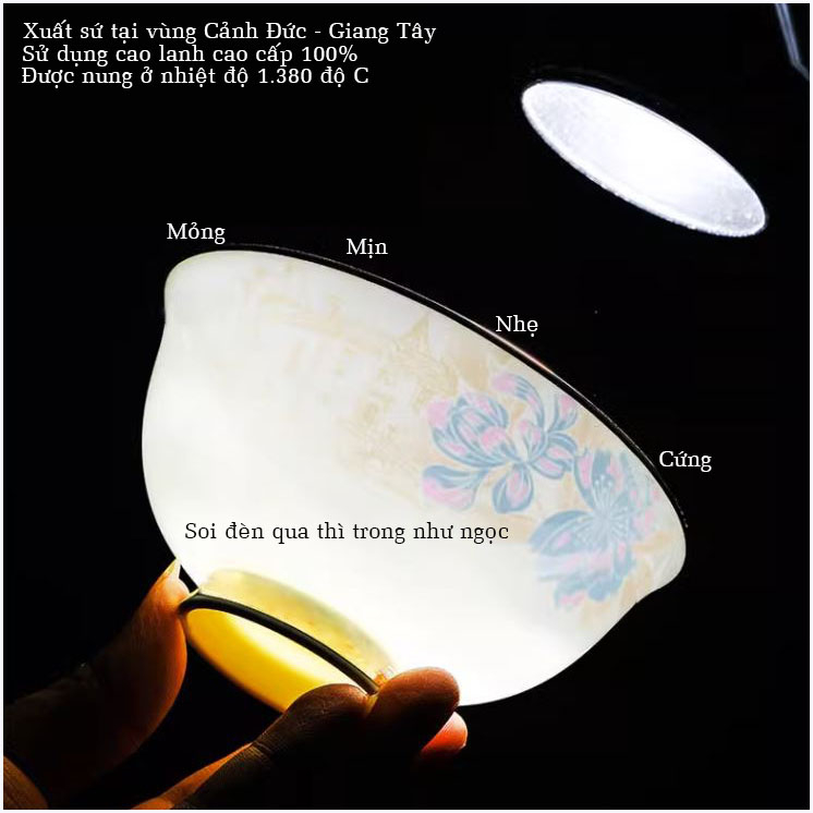 Bộ bát ăn cơm SỨ XƯƠNG Giang Tây cao cấp 58 chi tiết - Bộ chén ăn cơm sang trọng, tinh tế. Mã GS76