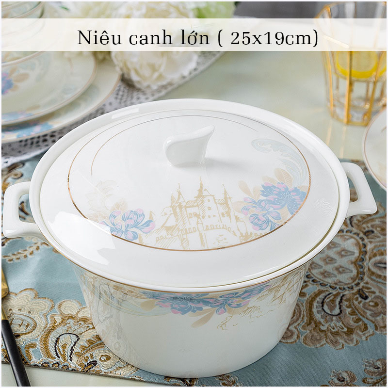 Bộ bát ăn cơm SỨ XƯƠNG Giang Tây cao cấp 58 chi tiết - Bộ chén ăn cơm sang trọng, tinh tế. Mã GS76