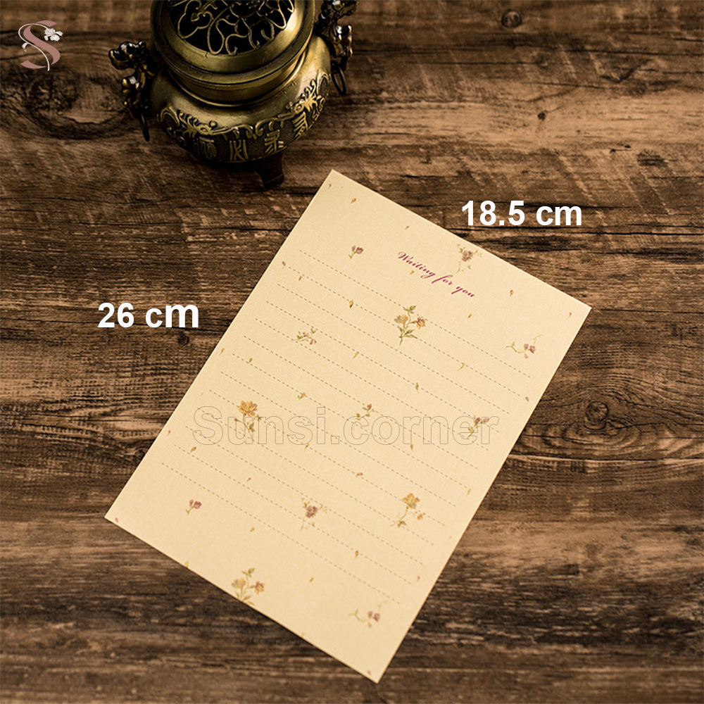 Set 10 Giấy Viết Thư Họa Tiết Hoa Nhí Phong Cách Cổ Điển Vintage