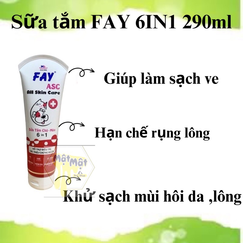 Sữa tắm chó mèo Fay 6in1 290ml