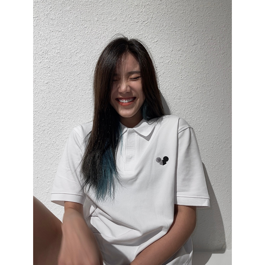 ÁO POLO trắng đen nam basic CHUOTTRANG LOGO POLO