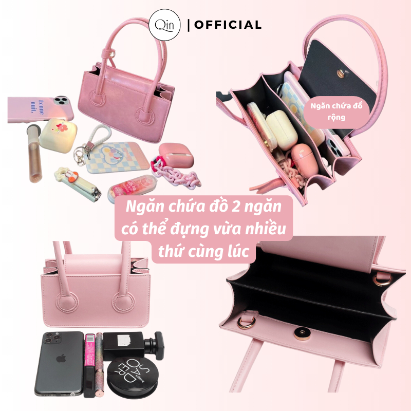 Túi Xách Nữ Mini Qin Màu Trơn Phong Cách Hàn Quốc