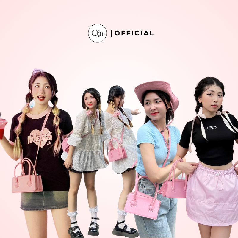 Túi Xách Nữ Mini Qin Màu Trơn Phong Cách Hàn Quốc