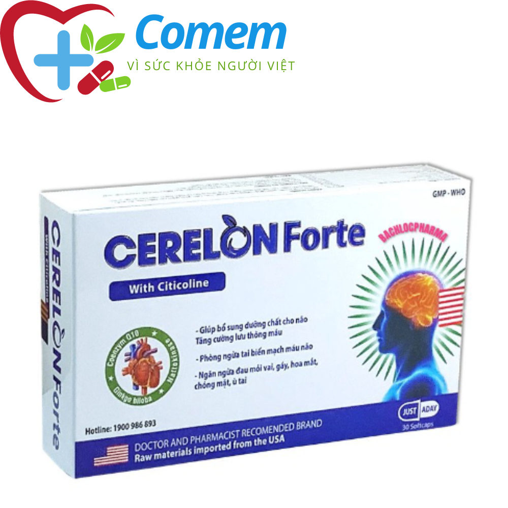 Viên uống bổ não Cerelon Forte giúp tăng cường trí nhớ, tăng tuần hoàn máu não, ngừa tai biến