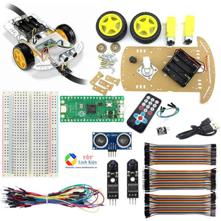 Bộ xe raspberry pi pico dò đường, tránh vật cản, điều khiển qua remote - tracking line smart car