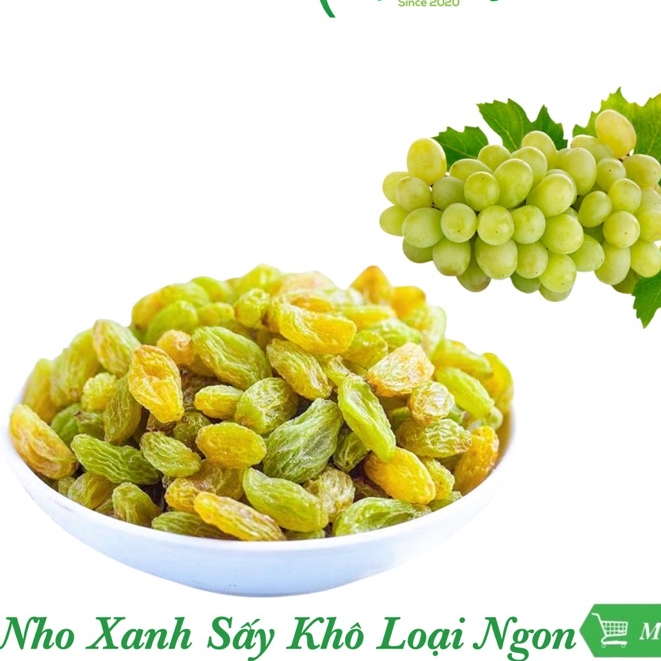 Nho xanh sấy không đường chua ngọt tự nhiên hộp 500gram hàng loại 1