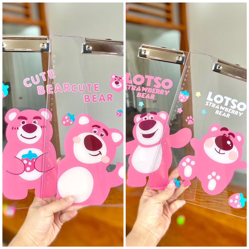 Bìa Kẹp Tài Liệu, Bìa Trình Ký Khổ A4 Gấu Dâu LOTSO/Gấu LOOPY - 1 Cái
