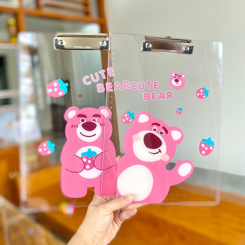 Bìa Kẹp Tài Liệu, Bìa Trình Ký Khổ A4 Gấu Dâu LOTSO/Gấu LOOPY - 1 Cái