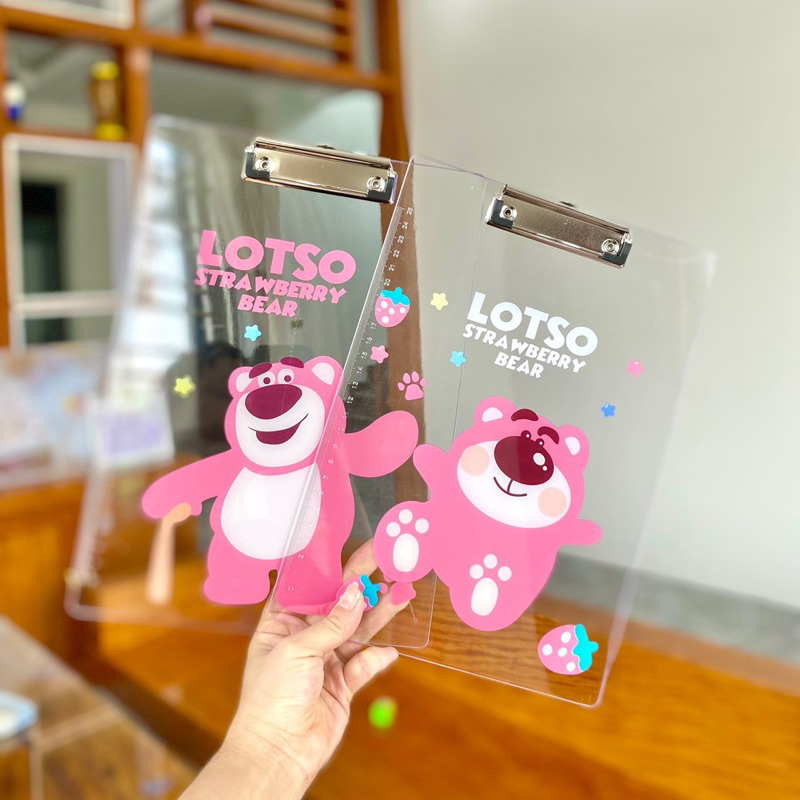 Bìa Kẹp Tài Liệu, Bìa Trình Ký Khổ A4 Gấu Dâu LOTSO/Gấu LOOPY - 1 Cái