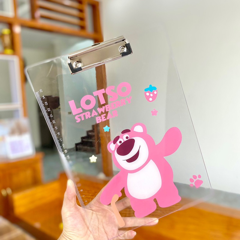 Bìa Kẹp Tài Liệu, Bìa Trình Ký Khổ A4 Gấu Dâu LOTSO/Gấu LOOPY - 1 Cái