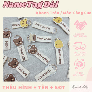 Nametag dài - móc khoá thêu tên treo balo túi bỉm dễ thương