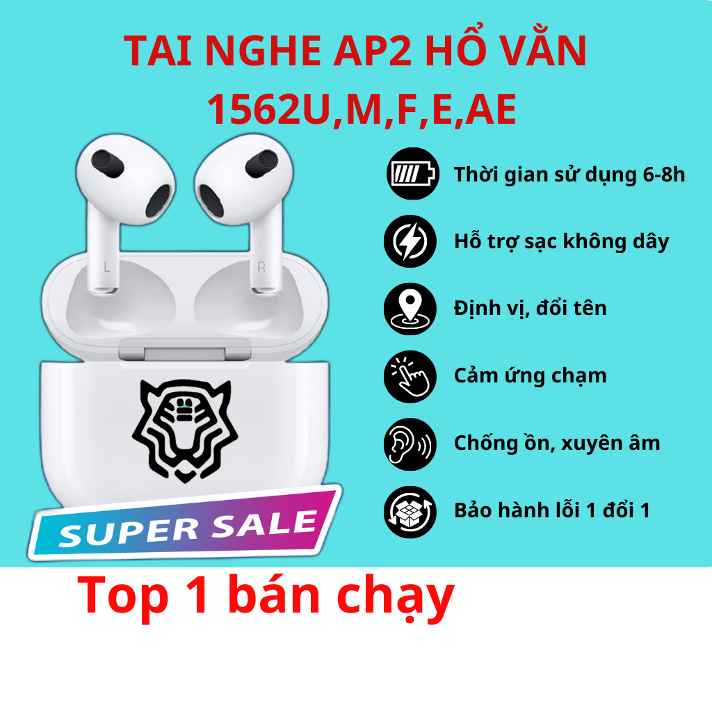 Tai Nghe Hổ Vằn AP3 1562 Không Dây Check Setting Âm Bass Cực Hay - Bảo Hành 6 Tháng