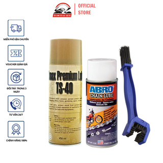 Bộ SPhẩm Vệ Sinh Sên Ts-40 450ml, Abro Chain Lube Bôi Trơn Bảo Dưỡng Sên 191ml Tặng Kèm Bàn Chải