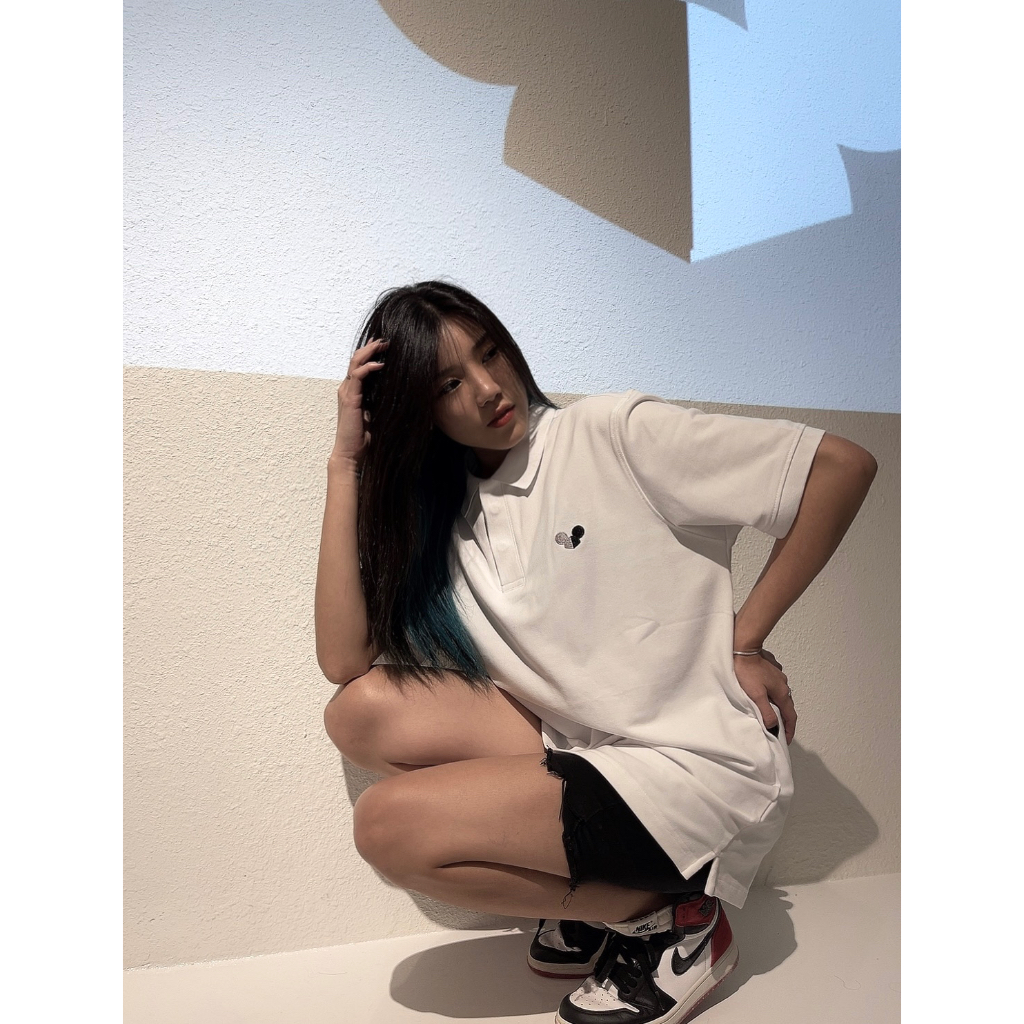 ÁO POLO trắng đen nam basic CHUOTTRANG LOGO POLO