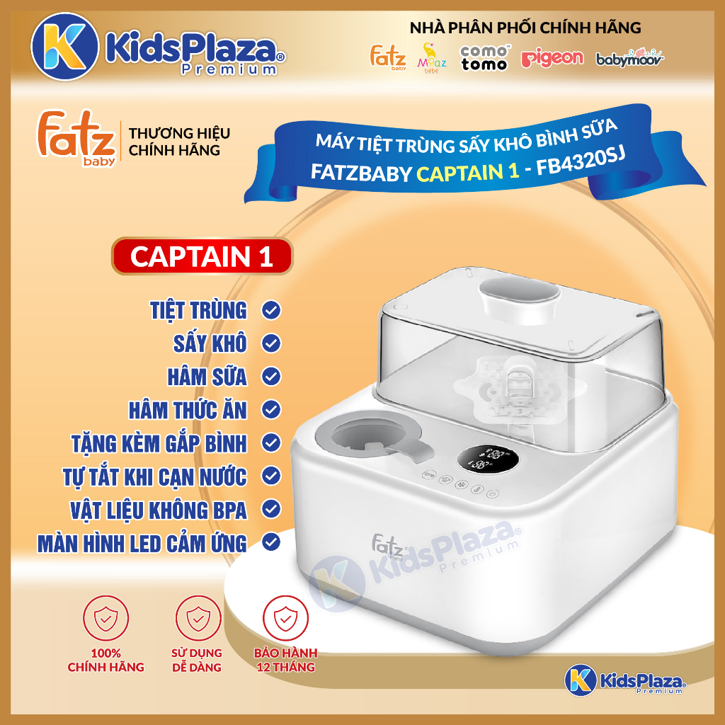 Máy Tiệt Trùng Sấy Khô Bình Sữa Kết Hợp Hâm Sữa, Nấu Cháo Thông Minh FATZBABY CAPTAIN 1 / 2 - Bảo hành 12 tháng