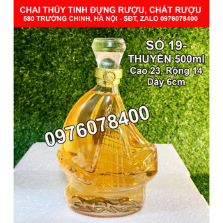 [ THANH LÝ DỌN KHO ] Vỏ Chai Thủy Tinh Đựng Rượu 500ml, Bình Hình Thuyền Cao Cấp, CTT-19