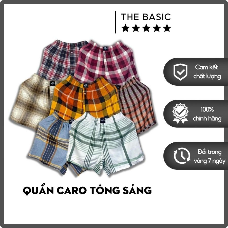 Quần Short Nam THE BASIC Kẻ Caro Nam Nữ Vải Cotton Mềm mịn, Bền màu, Mặc nhà [TÔNG SÁNG]