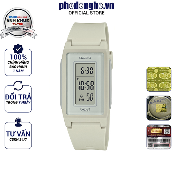 Đồng hồ nữ dây nhựa Casio Anh Khuê LF-10WH-8DF