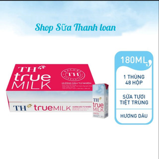 Thùng 48 hộp sữa tươi tiệt trùng th true milk hương dâu 180ml.