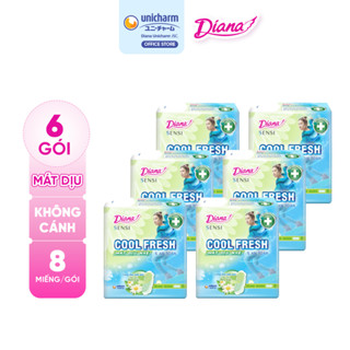 Bộ 6 gói băng Vệ Sinh Diana Sensi Cool Fresh Mát Dịu Siêu Mỏng Không Cánh 8 miếng/gói
