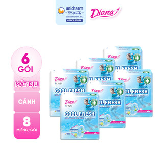 Bộ 6 gói Băng vệ sinh Diana SenSi Cool Fresh siêu mỏng cánh gói 8 miếng