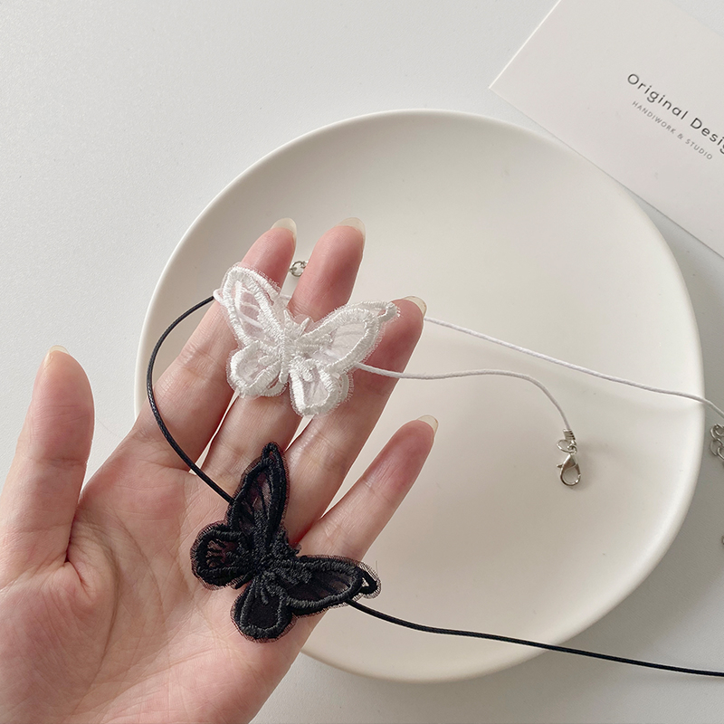 Vòng cổ chocker nữ phối hình con bướm ren Hàn Quốc trang sức nữ