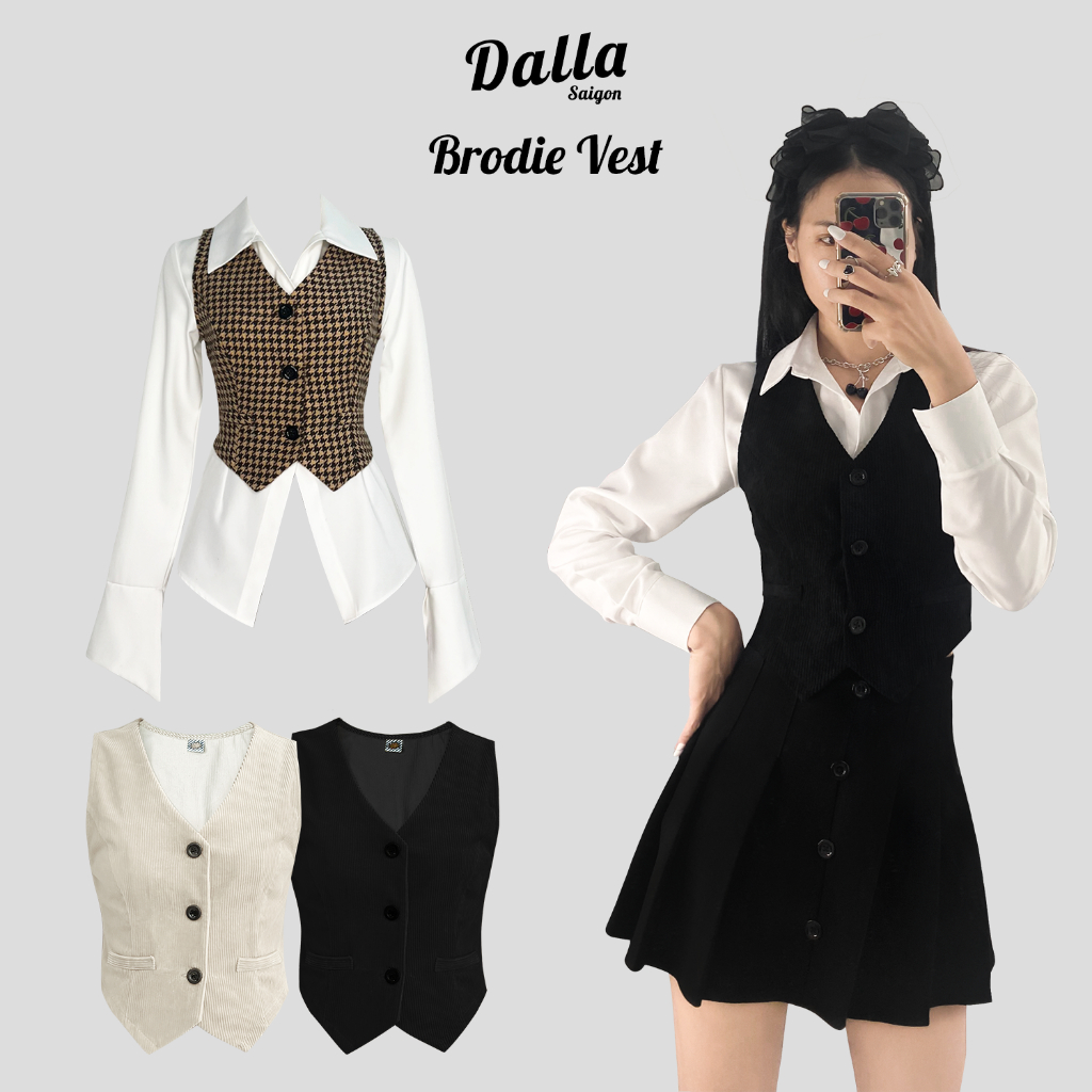 DALLA Áo gile nữ dạng vest cài khuy (GL03)