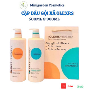 Cặp Dầu Gội Dầu Xả Olexrs 500ml 960ml Argan Oil Collagen chống rụng tóc, kích thích mọc tóc chính hãng