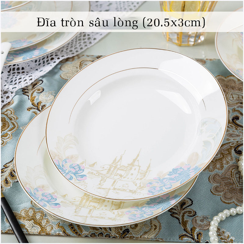 Bộ bát ăn cơm SỨ XƯƠNG Giang Tây cao cấp 28 chi tiết - Bộ chén ăn cơm sang trọng, tinh tế. Mã GS30