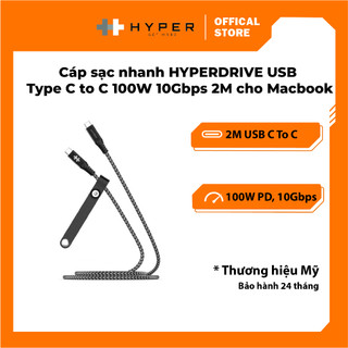 Cáp sạc nhanh HYPERDRIVE USB Type C to C 100W 10Gbps 2M cho Macbook - HD-CBG601