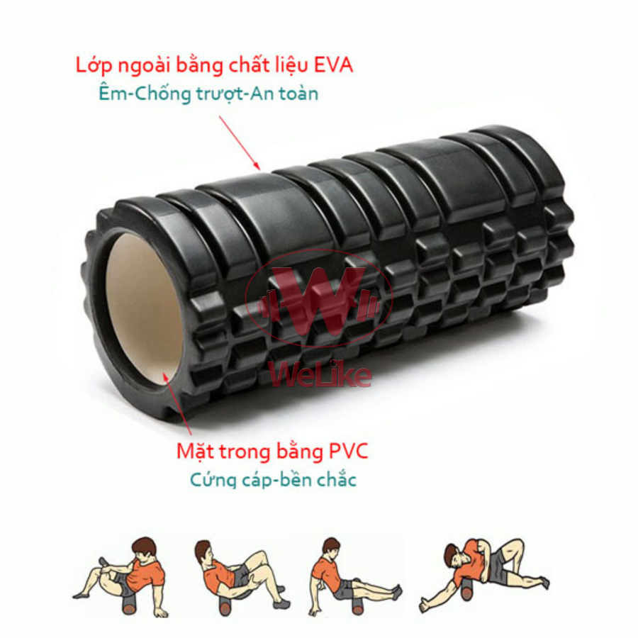 Con lăn Massage tập Yoga Welike - Phụ kiện hỗ trợ tập yoga Foarm Roller cao cấp giúp thư giãn cơ thể lưu thông khí huyết