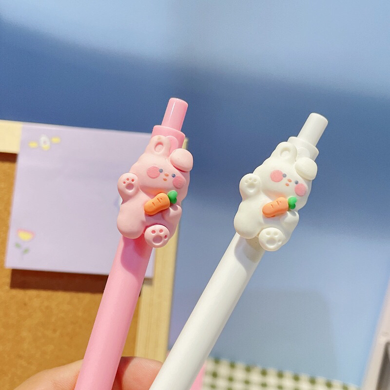 Bút Mực Gel Macaron Ngòi 0.5 mm Gắn Hình Dễ Thương Cho Học Sinh Gấu Mon