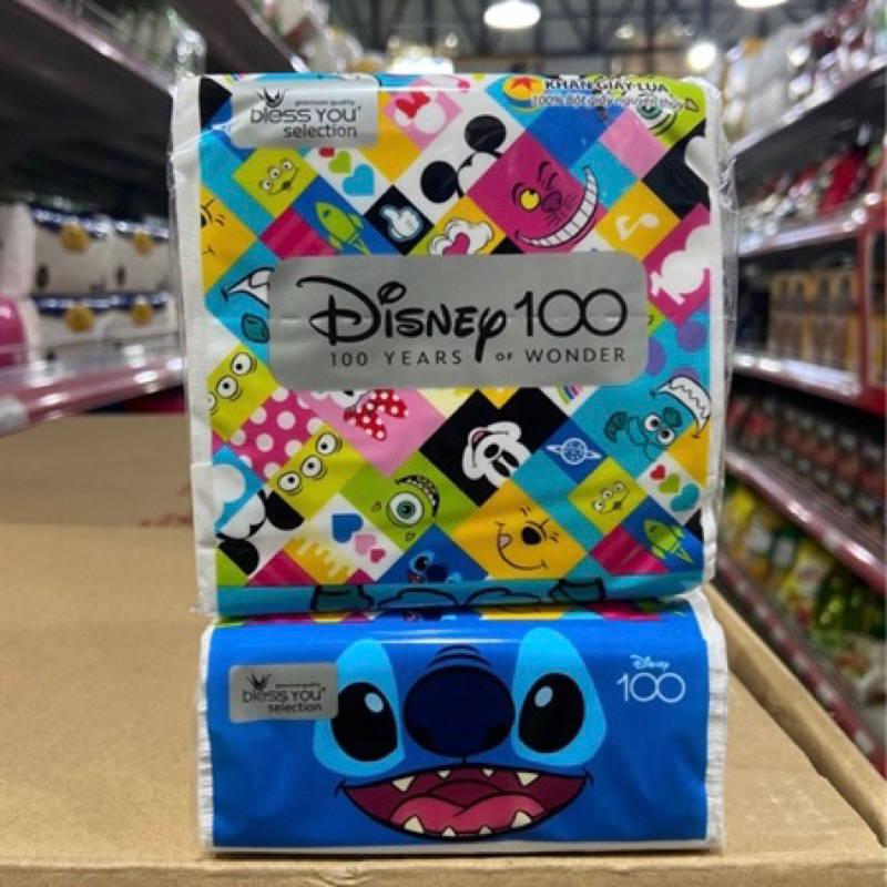 Giấy lụa cao cấp vuông Bless you Disney 100 120 tờ x2lớp
