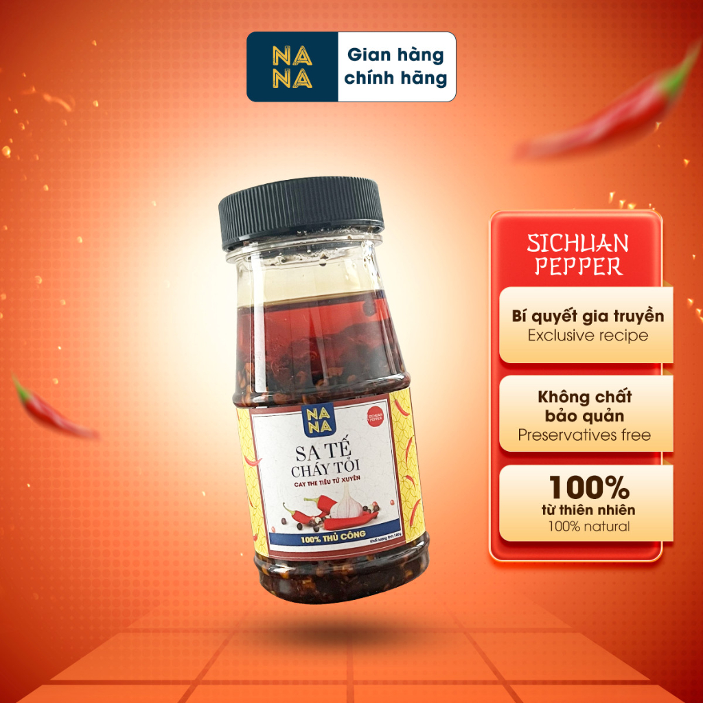 Sa tế cháy tỏi - cay the tiêu tứ xuyên Nanafoods 100gr -100% homemade