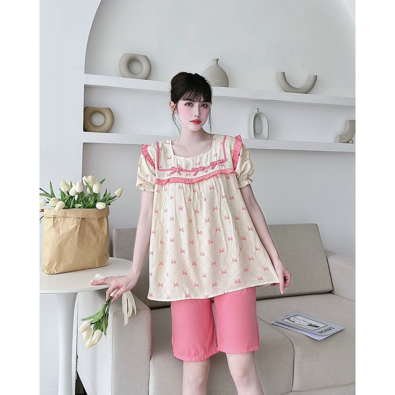Đồ bộ bầu + sau sinh cho bé bú (50~70kg) - DB102